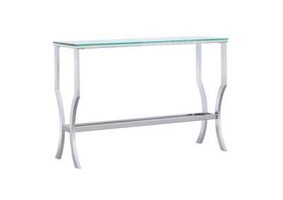 Image for Saide Rectangular Sofa Table with Mirrored Shelf Chrome