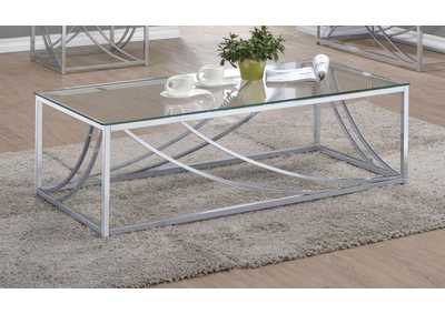Image for Lille Glass Top Rectangular Coffee Table Accents Chrome