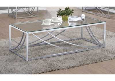 Lille Glass Top Rectangular Coffee Table Accents Chrome