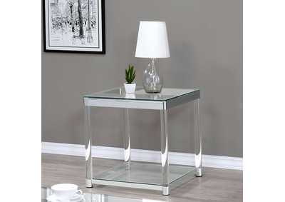 Anne End Table with Lower Shelf Chrome and Clear