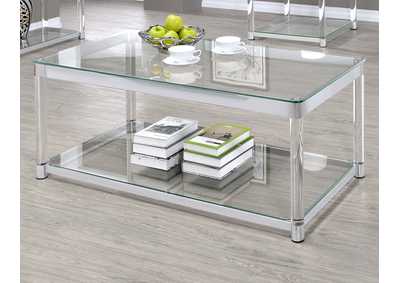 Anne Coffee Table with Lower Shelf Chrome and Clear