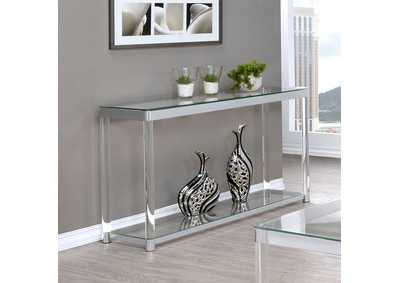 Image for Anne Sofa Table with Lower Shelf Chrome and Clear