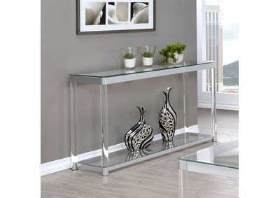 Anne Sofa Table with Lower Shelf Chrome and Clear