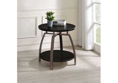 Image for Dacre Round End Table Dark Grey and Black Nickel