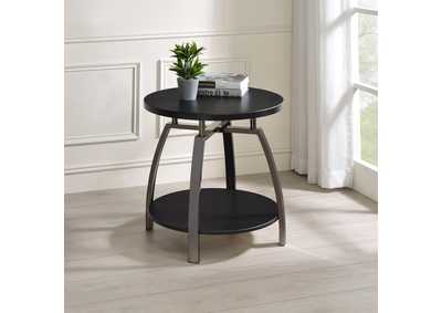 Image for Dacre Round End Table Dark Grey and Black Nickel