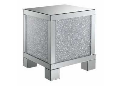 Gillian Square End Table Silver and Clear Mirror,Coaster Furniture
