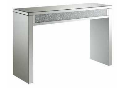Layton Rectangular Sofa Table Silver and Clear Mirror