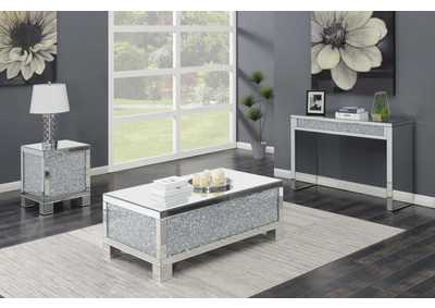 Gillian Rectangular Sofa Table Silver and Clear Mirror,Coaster Furniture