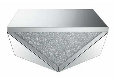 Gunilla Square Coffee Table with Triangle Detailing Silver and Clear Mirror,Coaster Furniture