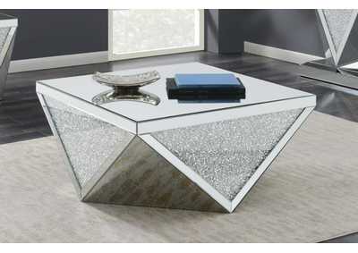Square Coffee Table with Triangle Detailing Silver and Clear Mirror,Coaster Furniture