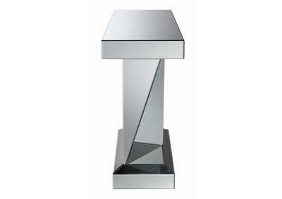 Rectangular Sofa Table with Triangle Detailing Silver and Clear Mirror,Coaster Furniture