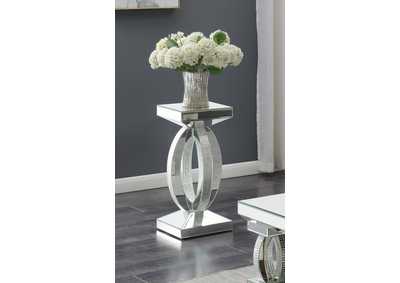 Silver Contemporary Silver Mirrored Side Table