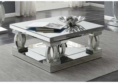Silver Contemporary Silver Mirrored Coffee Table