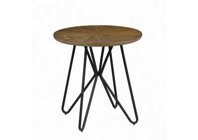 Brinnon Round End Table Dark Brown and Black