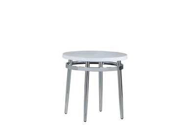 Image for Avilla Round End Table White and Chrome