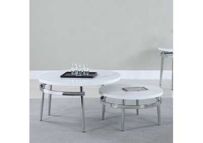 Avilla Round Nesting Coffee Table White and Chrome