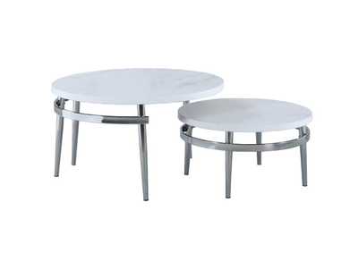 Image for Avilla Round Nesting Coffee Table White and Chrome