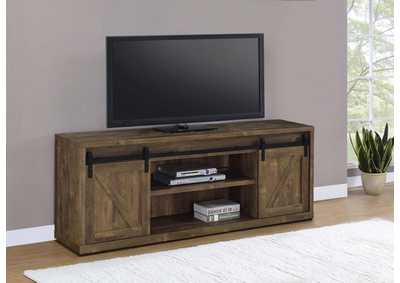 Image for 71-inch 3-shelf Sliding Doors TV Console Rustic Oak