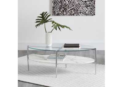 Image for Cadee Round Glass Top Coffee Table White And Chrome