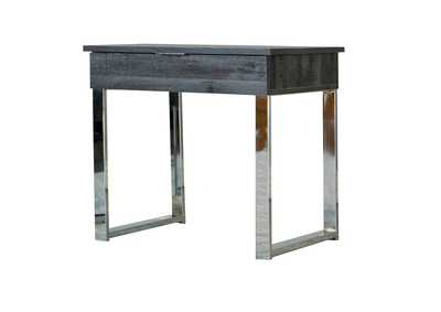 Image for Baines Square 1-drawer End Table Dark Charcoal and Chrome