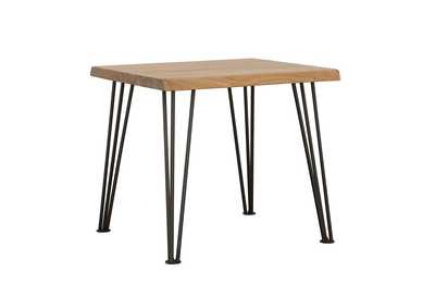 Zander End Table with Hairpin Leg Natural and Matte Black