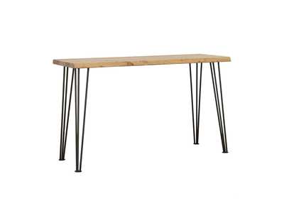 Image for Zander Sofa Table with Hairpin Leg Natural and Matte Black