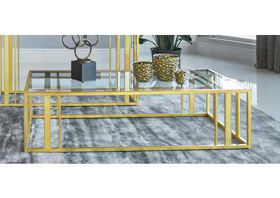 Adri Metal Frame Coffee Table Matte Brass