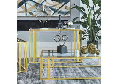 Adri Metal Frame Sofa Table Matte Brass