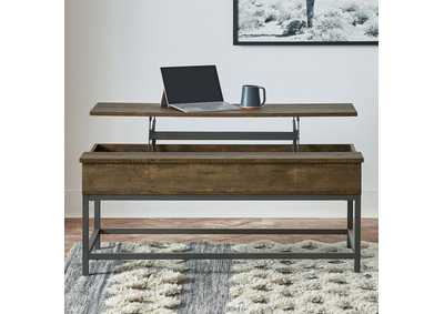 Image for Byers Black Coffee Table with Hidden Storage Brown Oak and Sandy Black