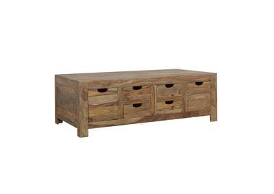 Esther 6-drawer Storage Coffee Table Natural Sheesham