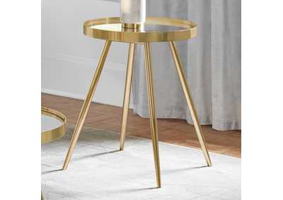 Image for Kaelyn Round Mirror Top End Table Gold