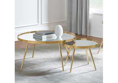Image for Kaelyn 2-Piece Mirror Top Nesting Coffee Table Mirror And Gold