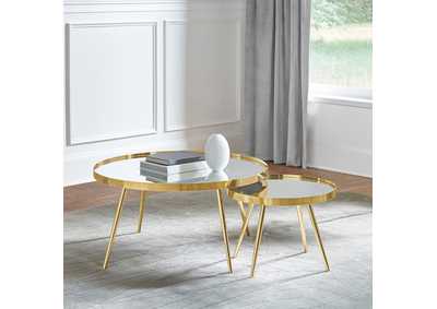 Image for Kaelyn 2-piece Mirror Top Nesting Coffee Table Mirror and Gold