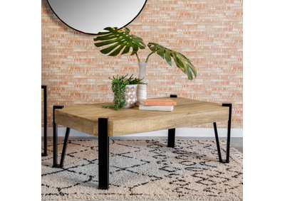 Winston Wooden Rectangular Top Coffee Table Natural and Matte Black