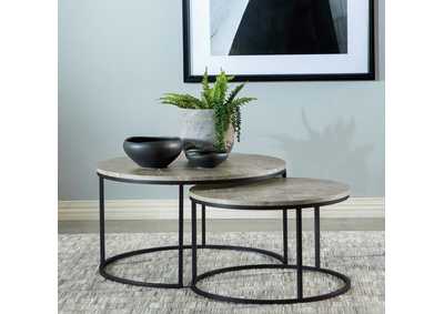 Lainey Round 2-piece Nesting Coffee Table Grey and Gunmetal