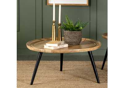 Image for Zoe Round Coffee Table with Trio Legs Natural and Black