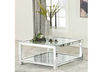 Valentina Rectangular Coffee Table with Glass Top Mirror