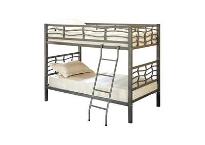 Fairfax Twin over Twin Bunk Bed with Ladder Light Gunmetal