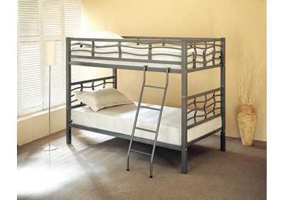 Fairfax Twin over Twin Bunk Bed with Ladder Light Gunmetal,Coaster Furniture