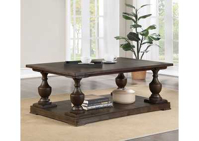 Image for Walden Rectangular Coffee Table with Turned Legs and Floor Shelf Coffee