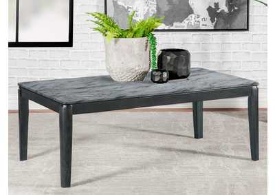 Rectangular Coffee Table Faux Grey Marble and Black