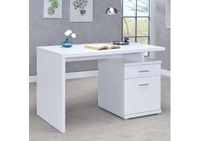 Irving 2-Drawer Office Desk With Cabinet White