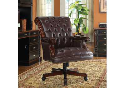 Image for Calloway Tufted Adjustable Height Office Chair Dark Brown