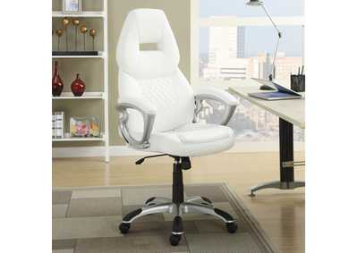 Image for Adjustable Height Office Chair White and Silver
