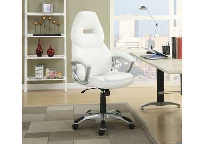 Bruce Adjustable Height Office Chair White and Silver,Coaster Furniture