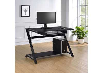 Mallet Computer Desk with Bottom Shelf Black