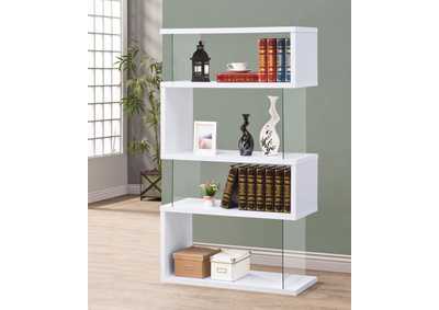 Emelle 4 - tier Bookcase White and Clear