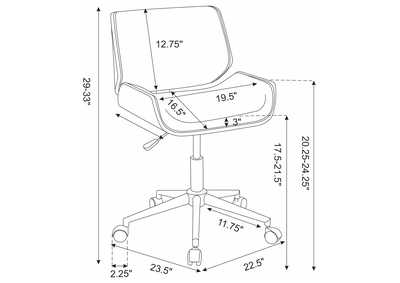 Addington Adjustable Height Office Chair Black and Chrome,Coaster Furniture