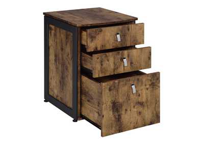 Image for Estrella 3-drawer File Cabinet Antique Nutmeg and Gunmetal