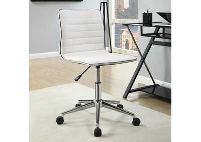 Adjustable Height Office Chair White and Chrome